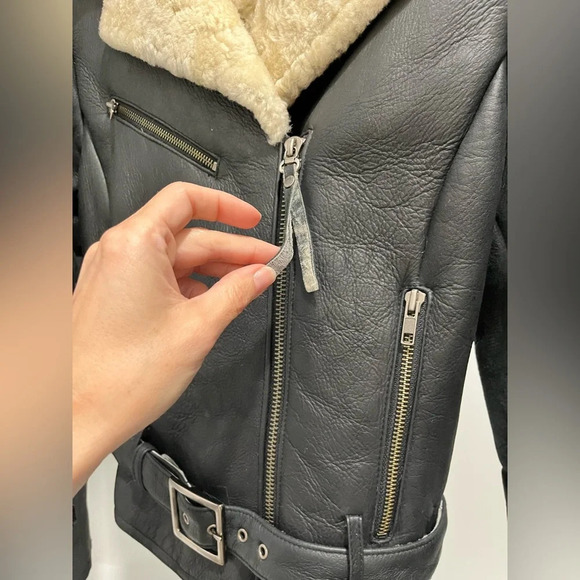 Vintage Harley Davidson Sherpa Lined belted Embroidered Genuine Leather Jacket S - Picture 12 of 14